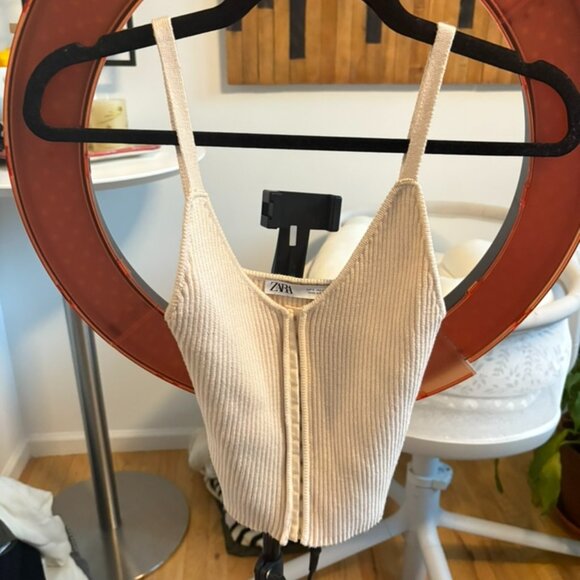 ZARA knit corset tanktop cream size small - Picture 1 of 2